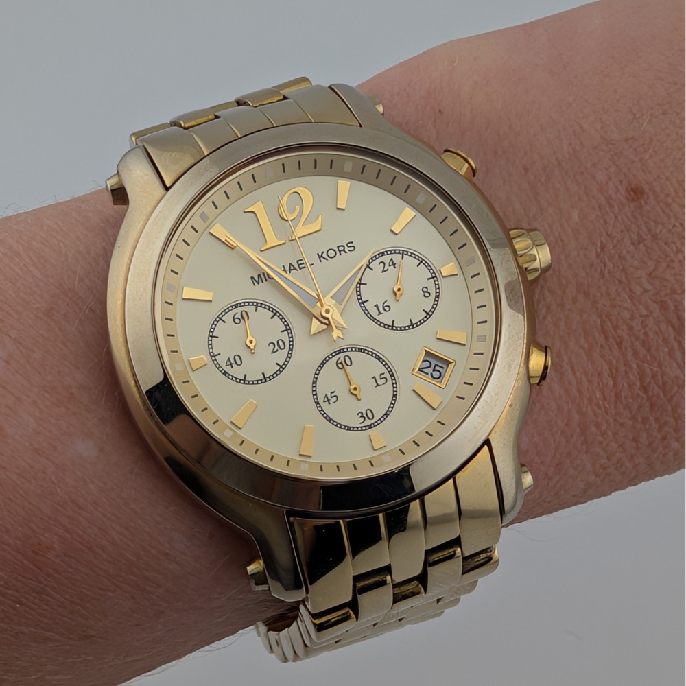 Michael Kors Madison Chronograph MK5172 Gold Tone Date Watch 40mm Women's - Picture 3 of 10